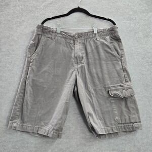 Lucky Brand Men Shorts 33 Gray Cargo Pocket‎ Mid Rise 11" Inseam Cotton READ